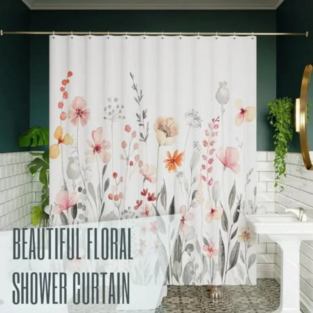 Chic floral shower curtain stylish perfect bathroom decor brighten 72x72